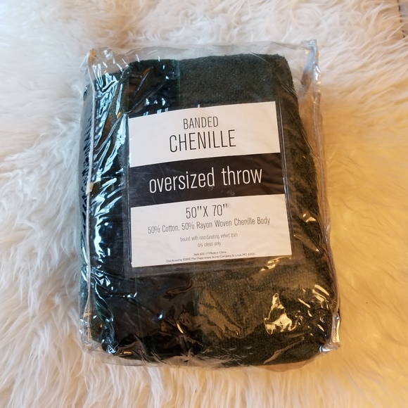 May Company Other - May Co. Banded Chenille Teal Oversized Throw New